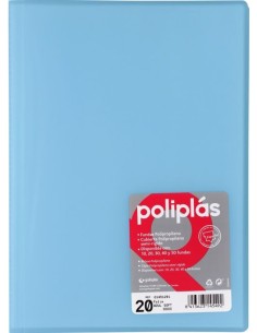 CARPETA Fº 20 FUNDAS SOLDADAS TRANSLUCIDAS AZUL SOFT